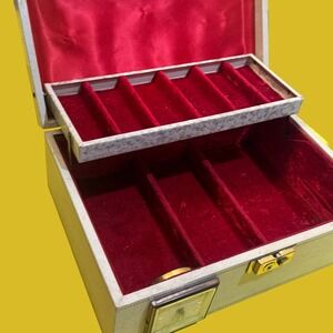 Vintage Sheffield Jewelry Box with Clock Cream Red Velvet 1950s - MCM  Art Deco